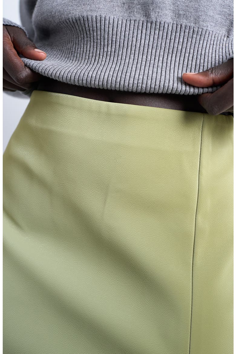 Faux Leather Miniskirt, Alternate, color, MEDIUM GREEN