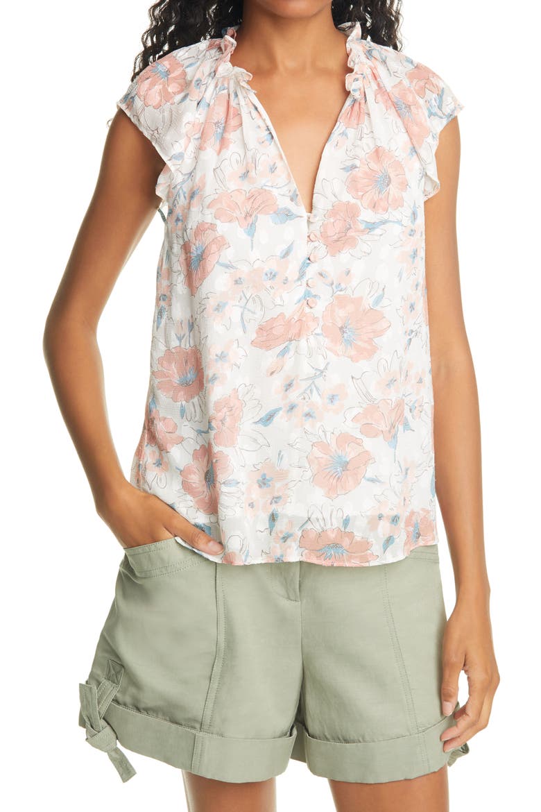 Amelie Fleur Top, Main, color, SNOW COMBO