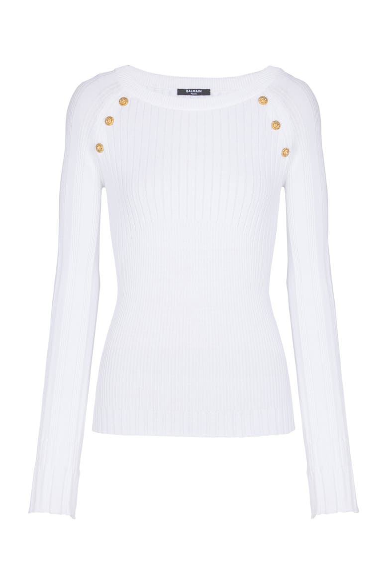 Knit top with buttons, Alternate, color, white