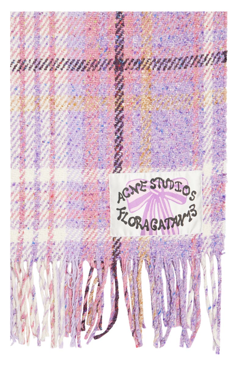 Acne Studios Fringed Plaid Scarf, Alternate, color, 