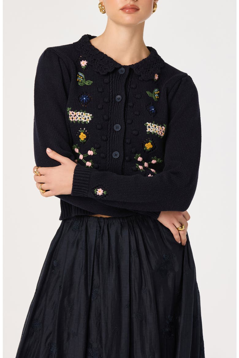 Dallyn Embroidered Cardigan, Main, color, NAVY FLORAL