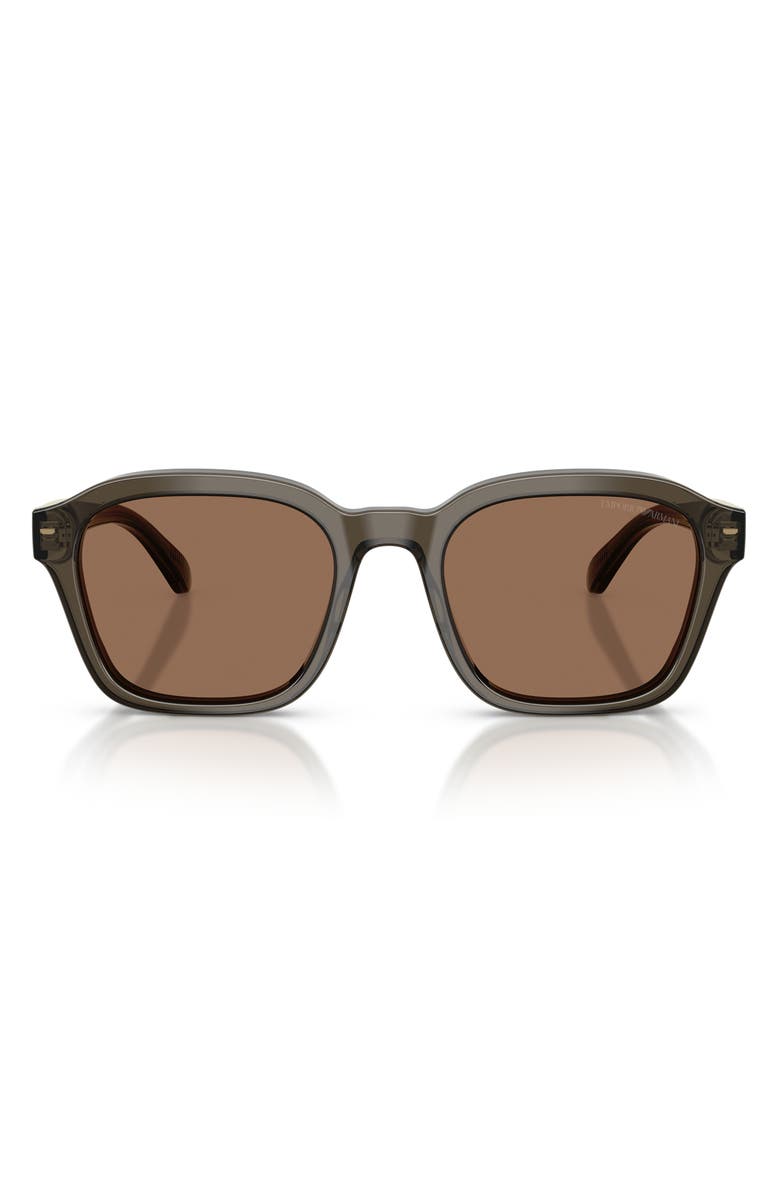 Emporio Armani 54mm Irregular Sunglasses, Main, color, Shiny Grey / Dark Brown