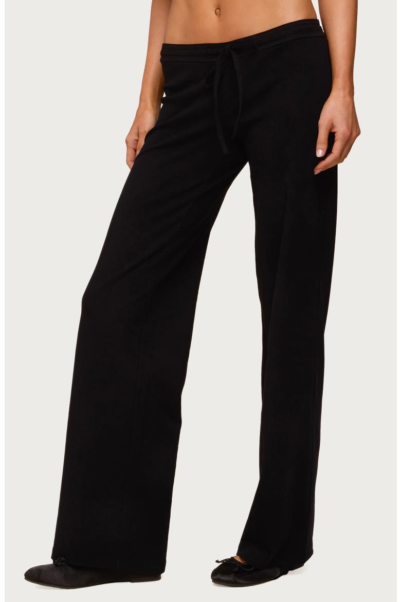 Claudia Stretch Cotton Straight Leg Drawstring Pants, Main, color, BLACK
