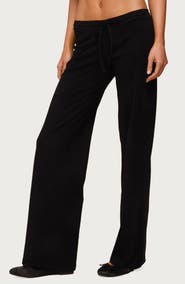 EDIKTED Claudia Stretch Cotton Straight Leg Drawstring Pants