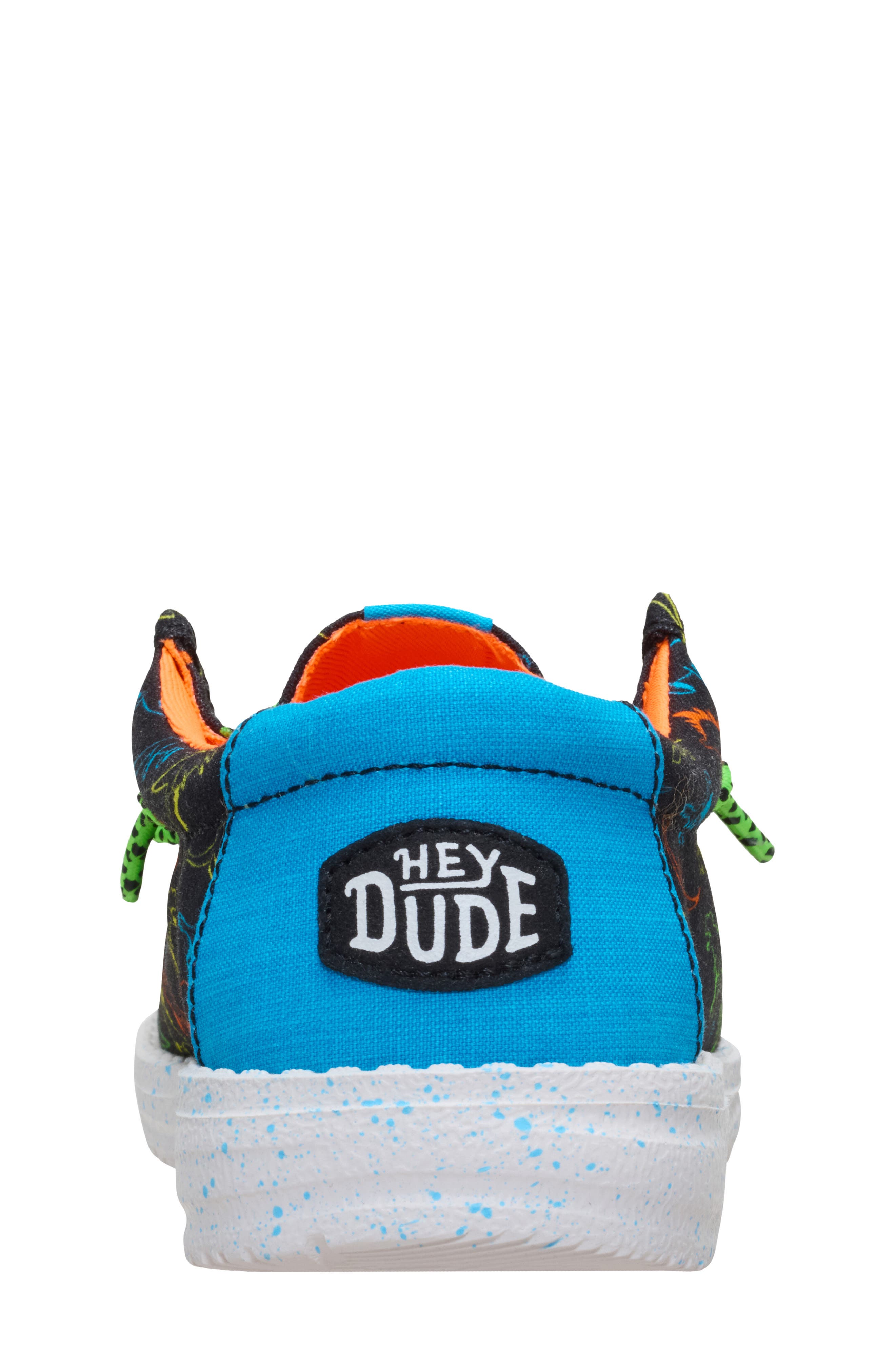 Hey Dude Kids' Wally Dinoworld Slip-On, Alternate, color, Black/ Neon Multi