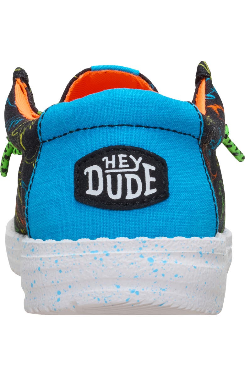 Hey Dude Kids' Wally Dinoworld Slip-On, Alternate, color, Black/ Neon Multi