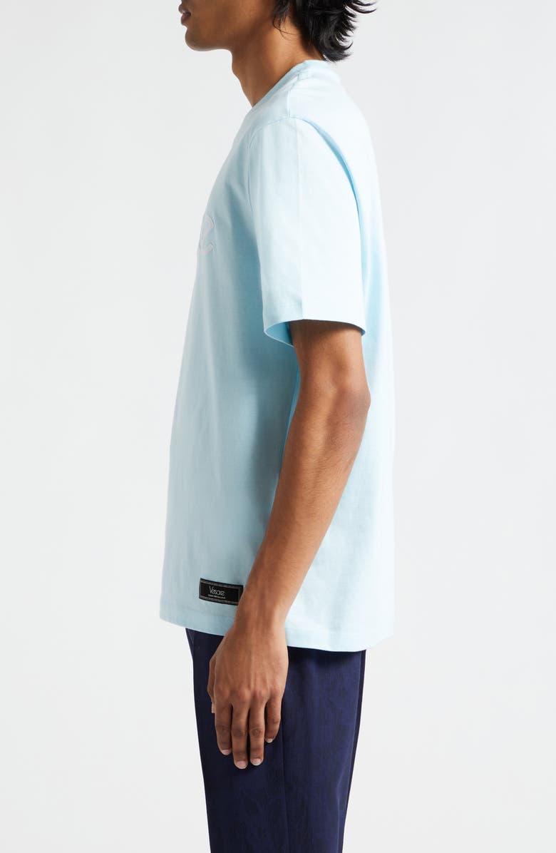 Versace 1978 Re-Edition Logo Embroidered Cotton Jersey T-Shirt, Alternate, color, Pale Blue