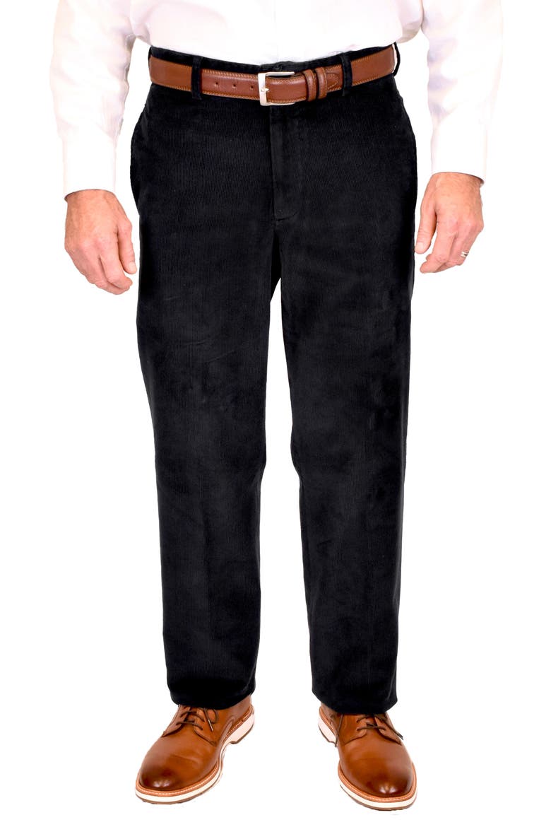 Flat Front Corduroy Dress Pants, Main, color, BLACK