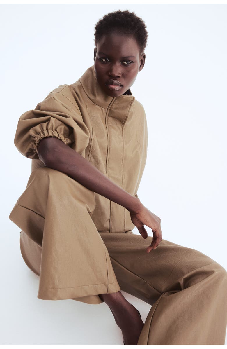 H&M Coated Trousers, Alternate, color, Dark Beige