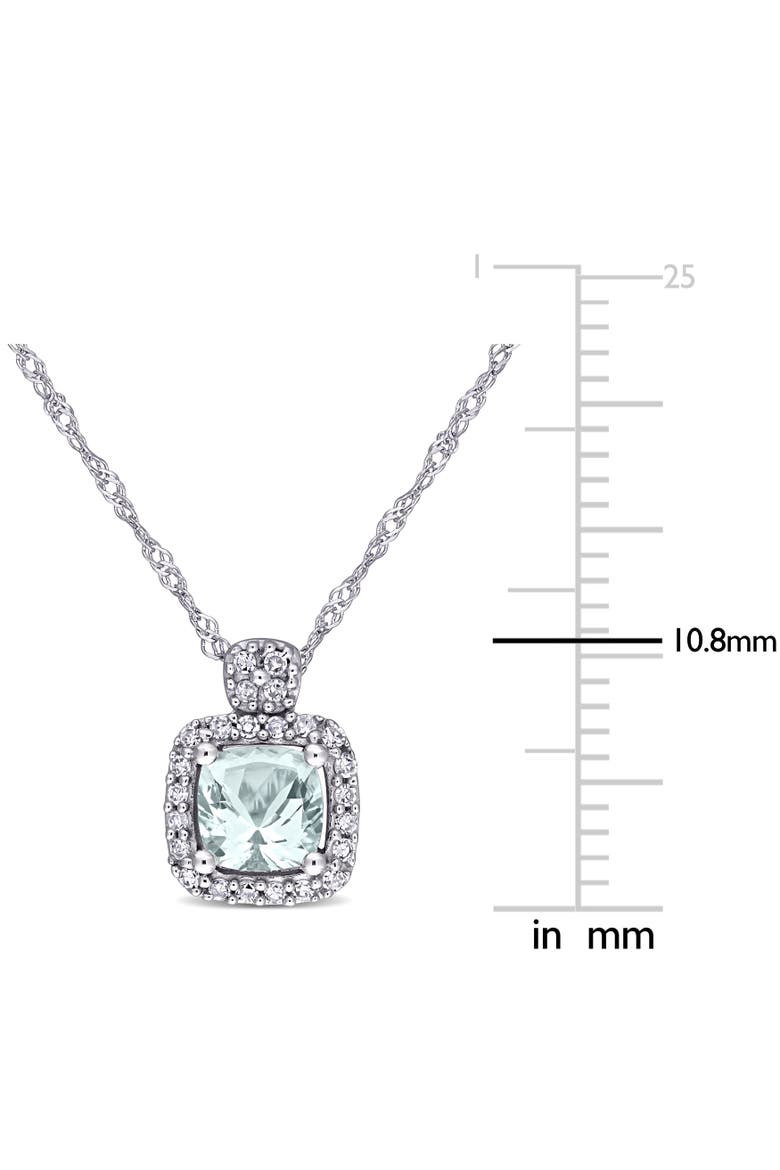 Gemstone & Diamond Halo Cluster Necklace 10K, Alternate, color, Aquamarine