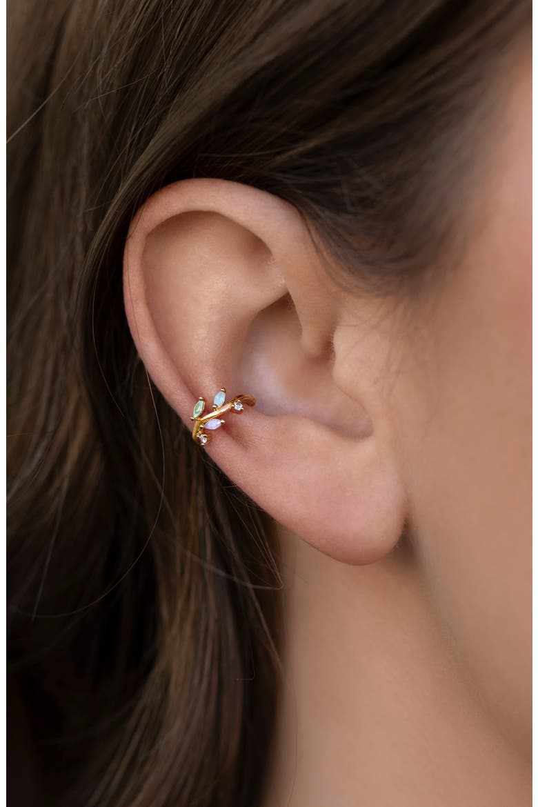 Pastel Leaf Ear Cuff, Alternate, color, GOLD
