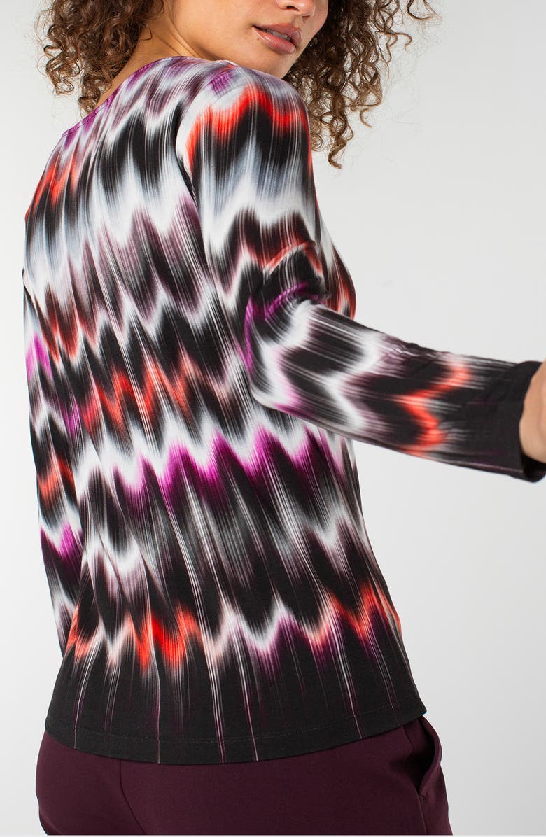 Liverpool Los Angeles Abstract Print Boat Neck Long Sleeve Top, Alternate, color, Multi Wavy Stripe