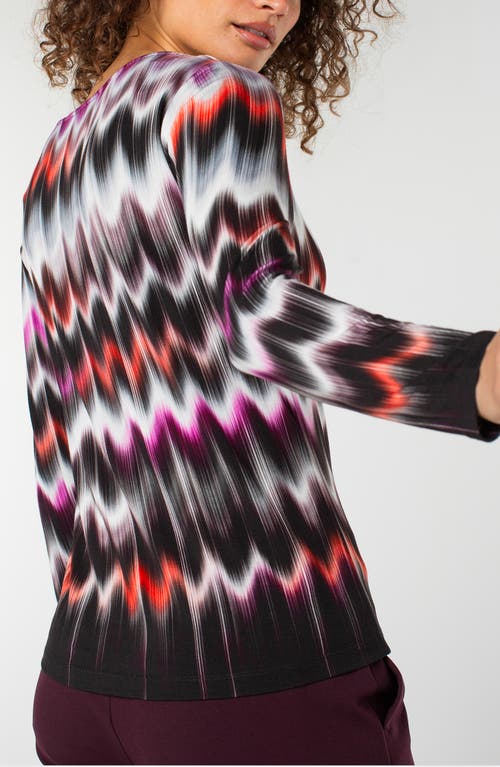 Liverpool Los Angeles Abstract Print Boat Neck Long Sleeve Top