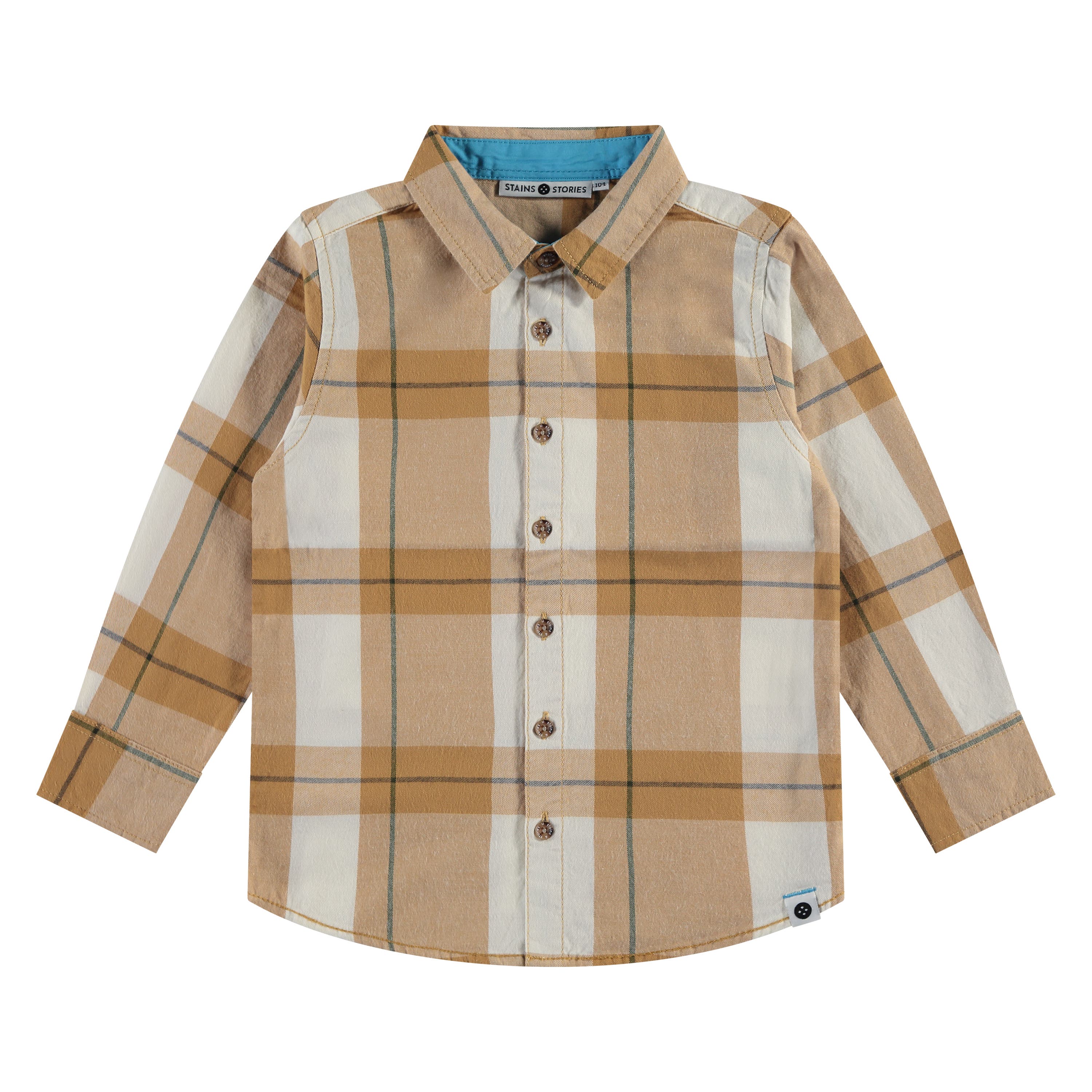 Stains And Stories By Babyface Kids'  Check Pattern Button Up Shirt In Brown