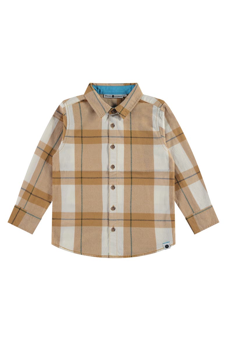 Check Pattern Button Up Shirt, Main, color, Curry