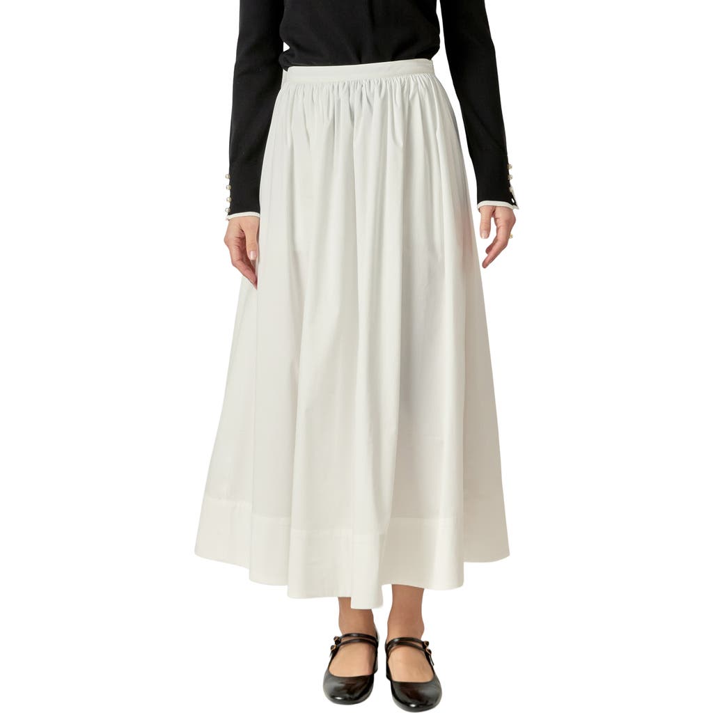 English Factory A-line Cotton Blend Skirt In White