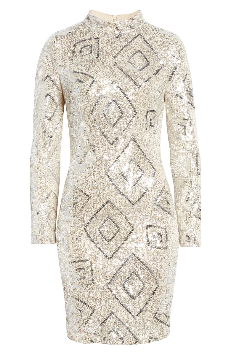 Eliza J Mock Neck Long Sleeve Cocktail Dress, Alternate, color,