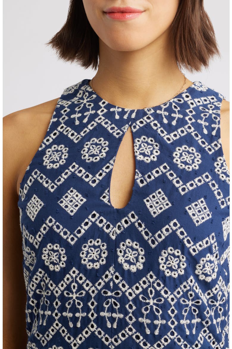 Soraia Eyelet Embroidery Midi Dress, Alternate, color, NAVY
