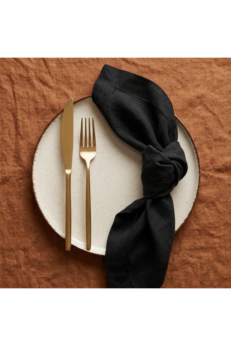 Linen Dinner Napkins Set of 4, 20" x 20", Birch Hemstitch, Alternate, color, Flax