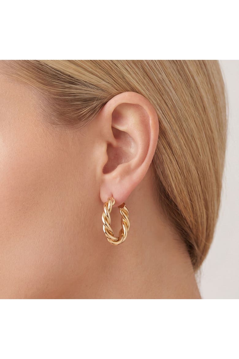 Thin Twist Hoop Earrings, Alternate, color, Gold Plated Sterling Silver