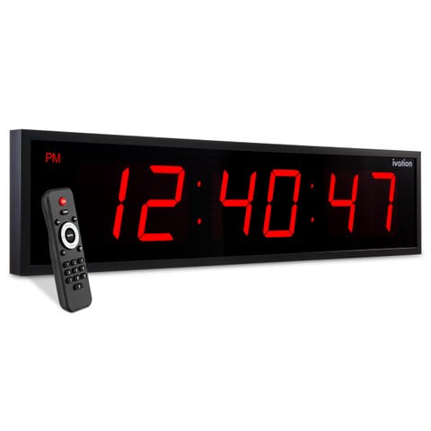 Large Digital Clock, 48 Led Wall Clock with Stopwatch, Alarms, Timer, Temp & Remo