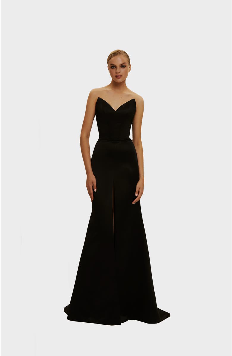 Milla Black Elegant Strapless Trumpet Evening Gown, Alternate, color,