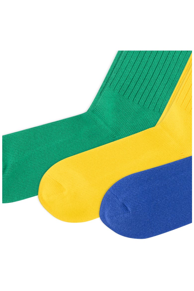 Assorted 3-Pack Ribbed Cotton Blend Crew Socks, Alternate, color, ROYAL
