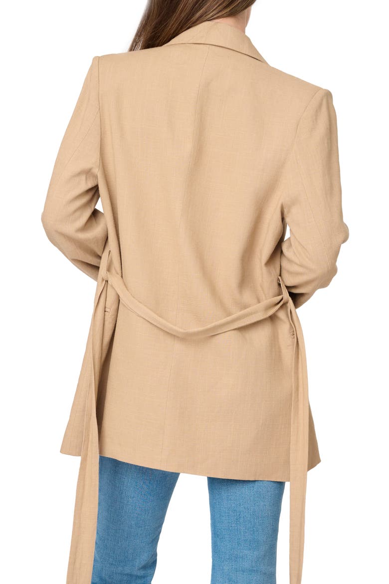 Belted Linen Blend Blazer, Alternate, color, NUTSHELL BROWN