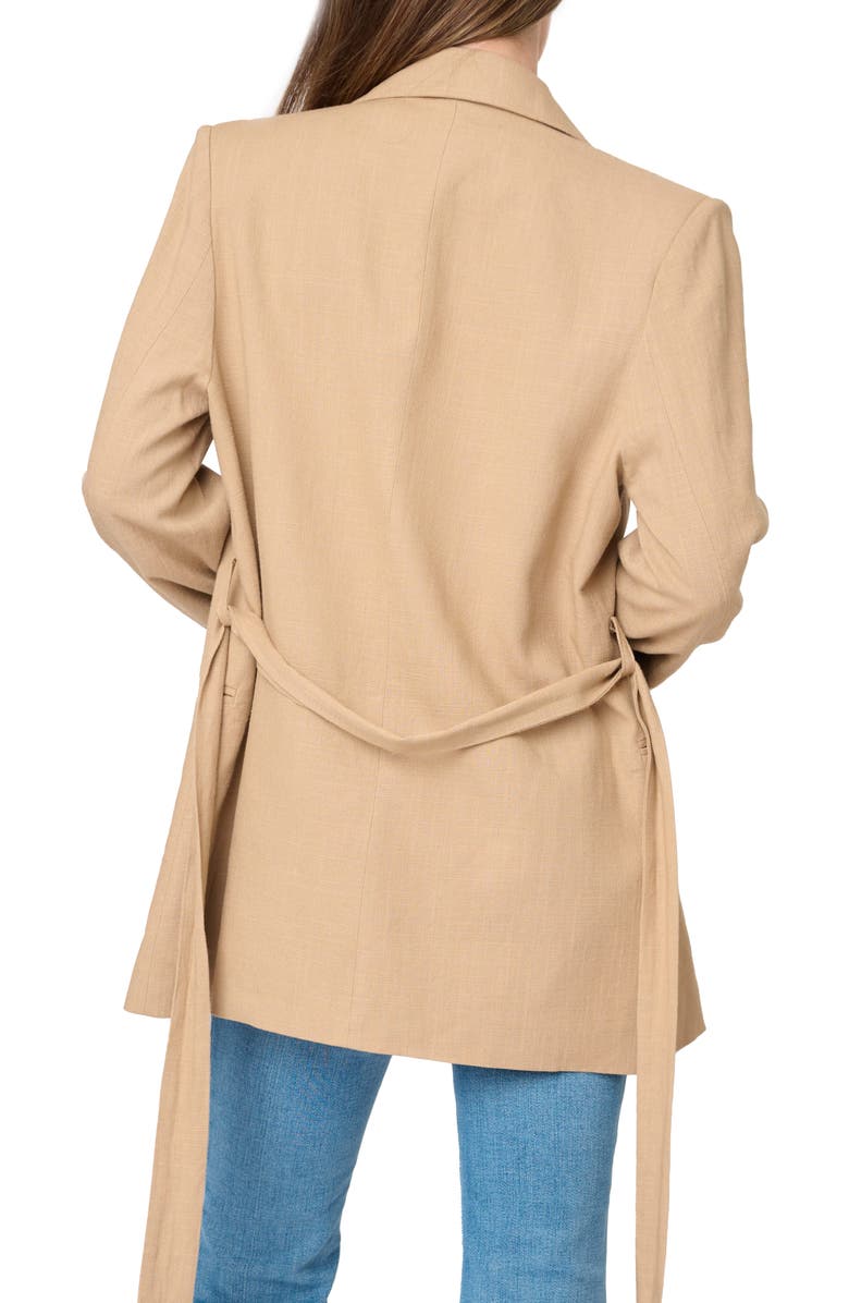 GIBSONLOOK Belted Linen Blend Blazer, Alternate, color, Nutshell Brown