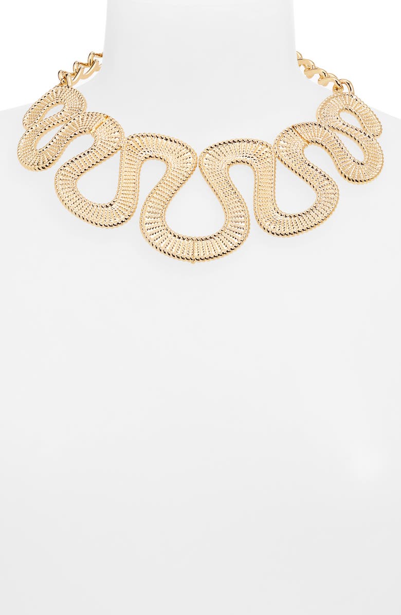 Carolina Herrera Geometric Collar Necklace, Alternate, color, Gold