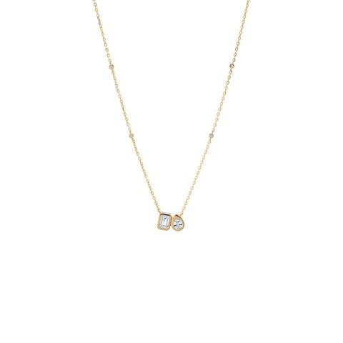 Duo Stone CZ Pendant Necklace