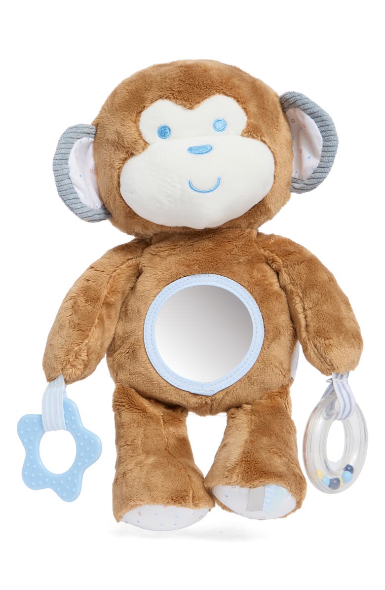 Little Me Monkey Mirror Plush Toy, Main, color, Brown