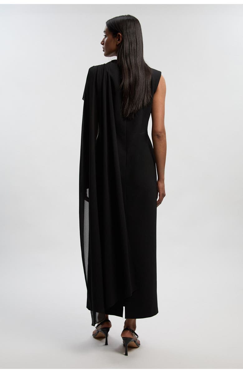 Karen Millen Tailored Cape Drape Maxi Dress, Alternate, color, Black