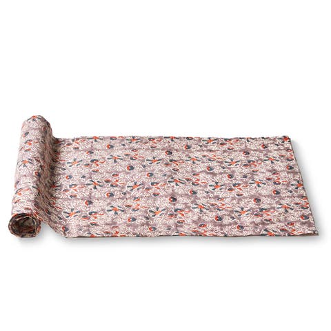 Jasmine Block Print Table Runner Multicolor Cotton Machine Washable