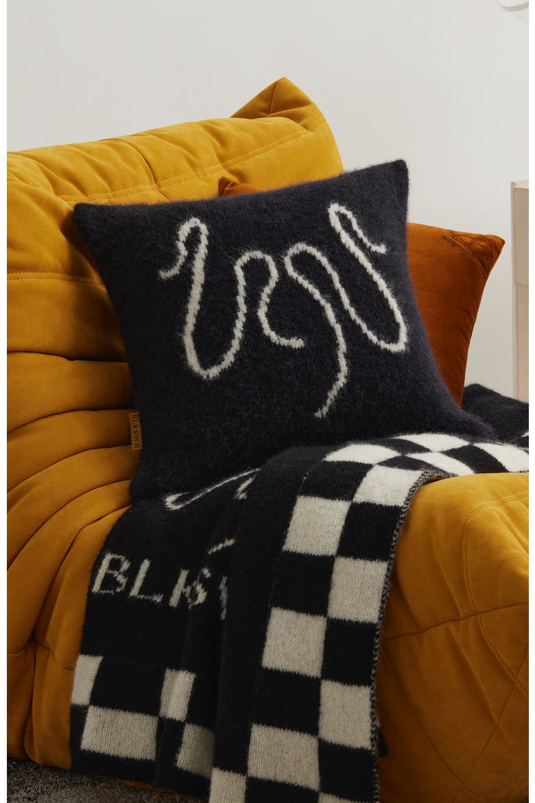 Swn Logo Alpaca Decorative Cushion, Alternate, color, Black