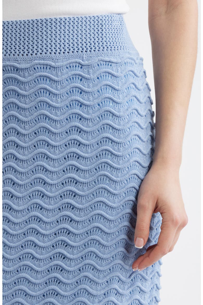 Wave Pointelle Knit Skirt, Alternate, color, BLUE HERON