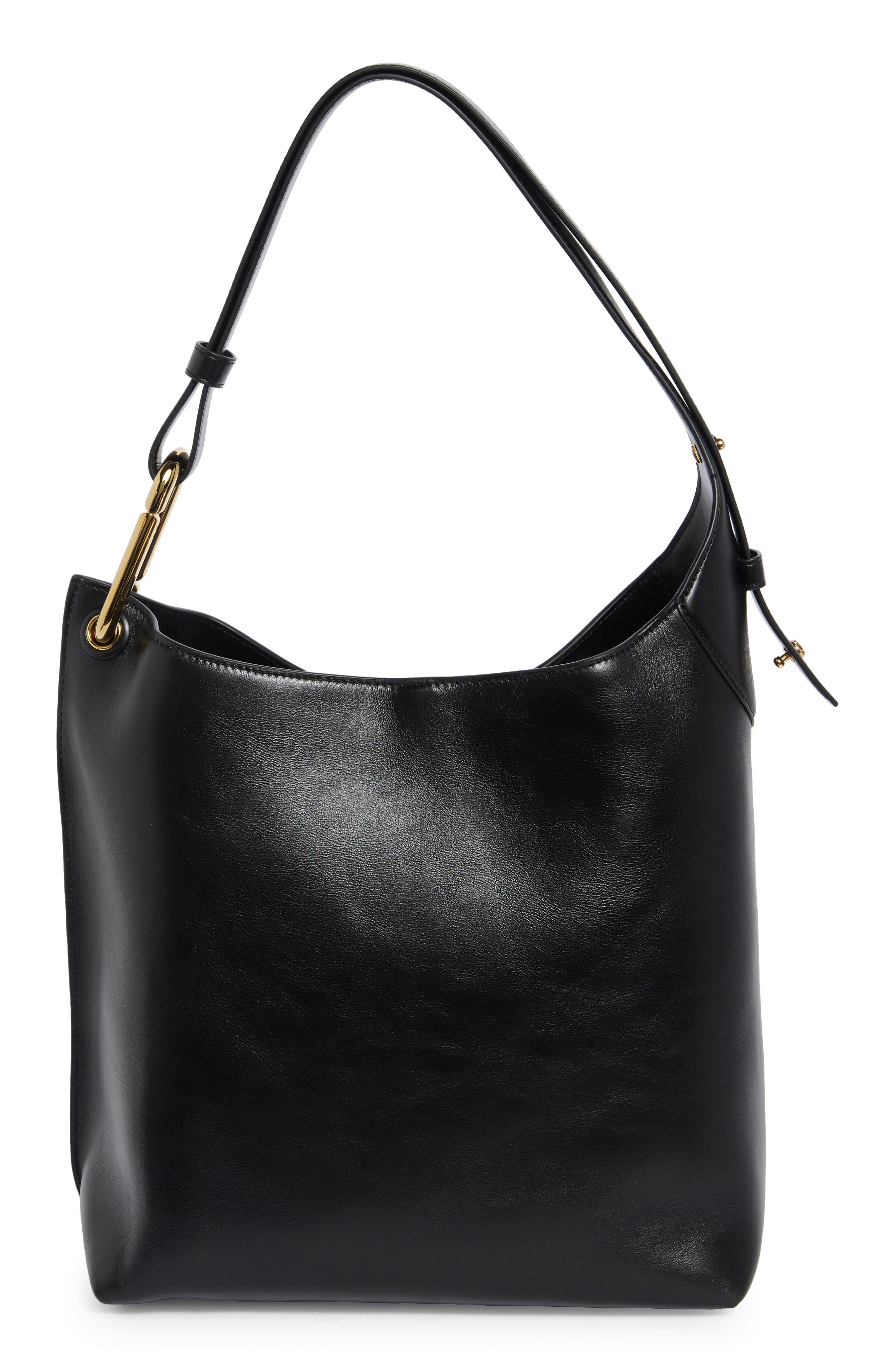 The Juliette Leather Bucket Bag, Alternate, color, BLACK
