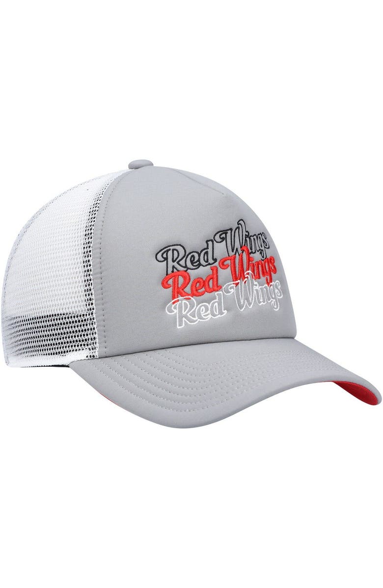 adidas Women's adidas Gray/White Detroit Red Wings Foam Trucker Snapback Hat, Alternate, color, Gray