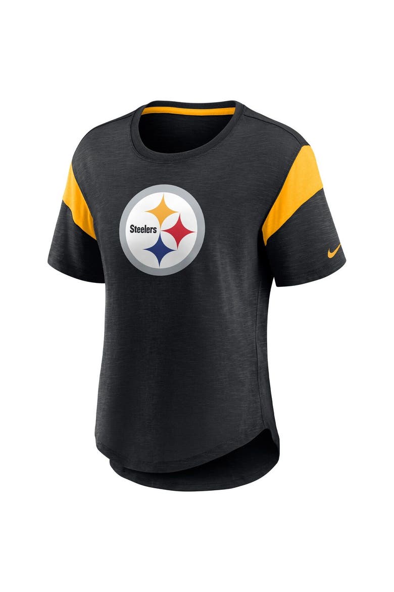 Women's Nike Heather Black Pittsburgh Steelers Primary Logo Fashion Top, Alternate, color, Heather Black