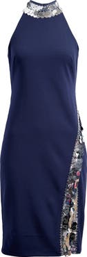 Vince Camuto Pailette Sequin Mock Neck Sheath Dress