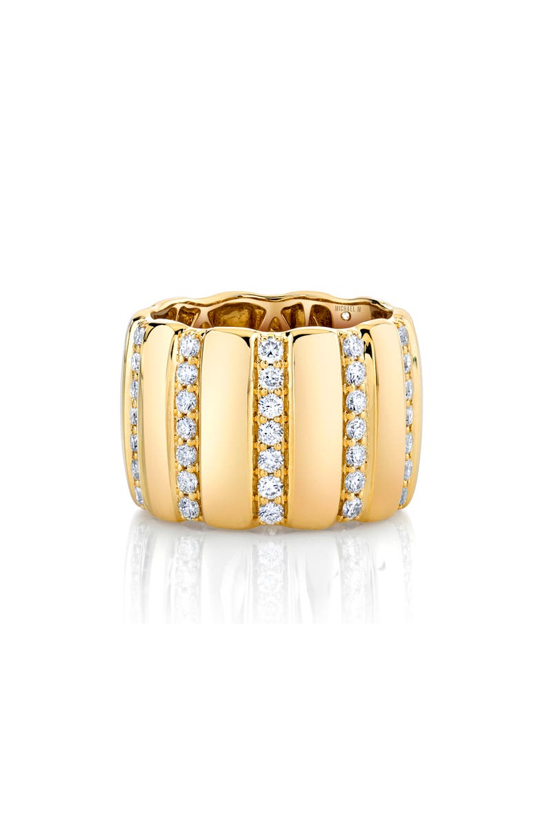 Michael M Orb Diamond Ribbed Ring, Alternate, color, Yellow Gold