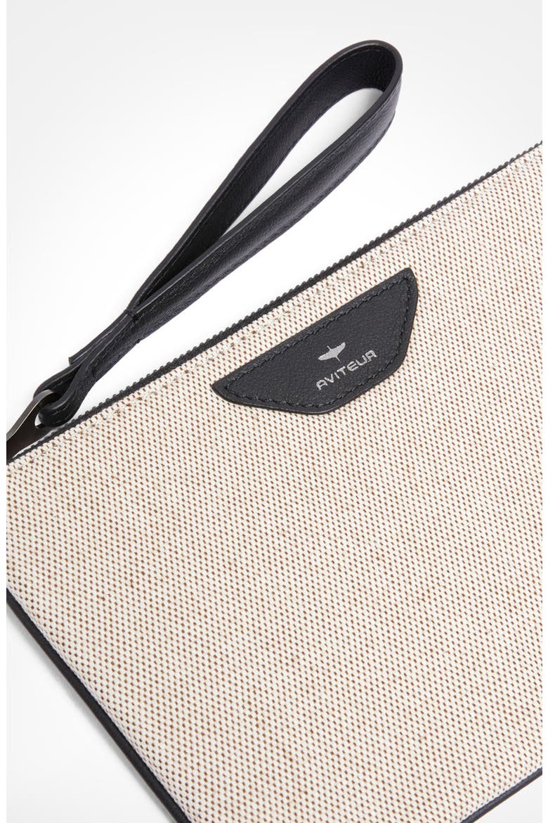 Canvas Leather Trim Travel Pouch, Alternate, color, Black