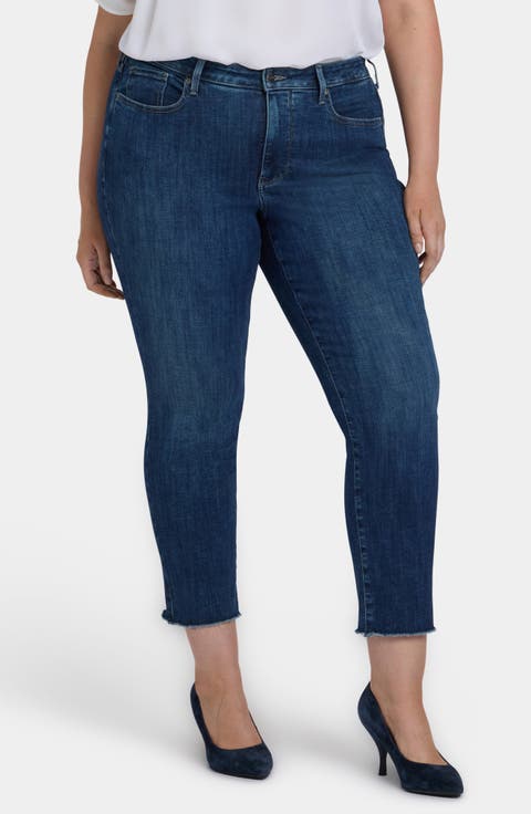 Sheri Fray Hem Slim Ankle Jeans (Plus)