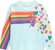 Truly Me Kids' Rainbow Hearts Embellished Crewneck Sweater