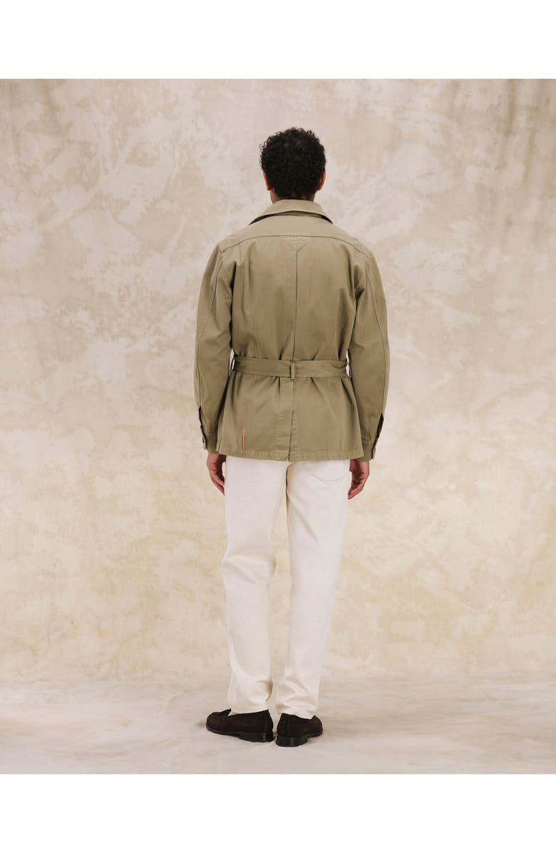 Fortela Clint Herringbone Cotton Sahariana Jacket, Alternate, color, Olive