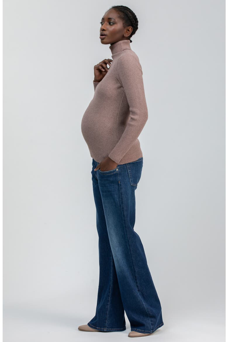 Aurora Rib Turtleneck Maternity Sweater, Alternate, color, OLD WOOD