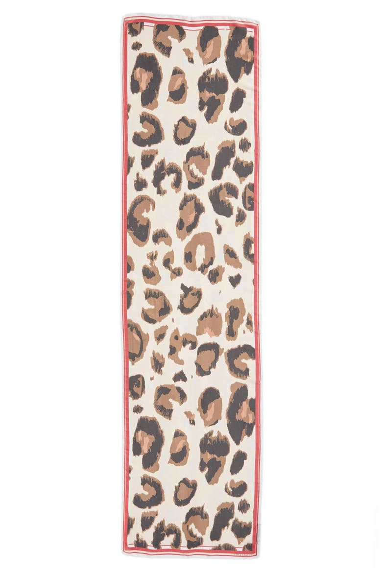Leopard Print Scarf, Alternate, color, CHILI