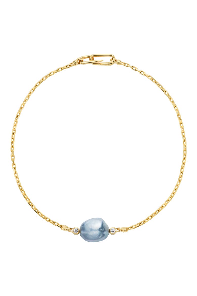 Machina Akoya Pearl & Bezel Set Diamond Necklace, Alternate, color, YELLOW GOLD