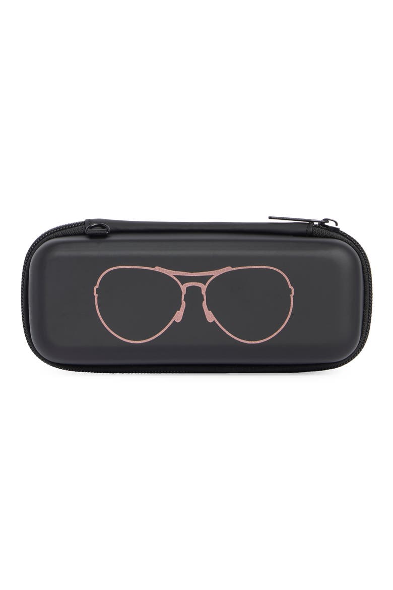 Travel Glasses Case, Main, color, BLACK/ ROSE GOLD