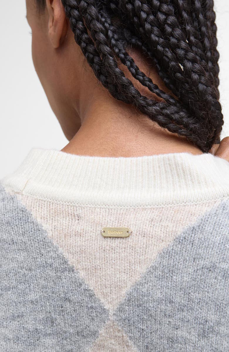 Barbour Silvia Diamond Jacquard Wool Blend Cardigan, Alternate, color, Ivory Multi